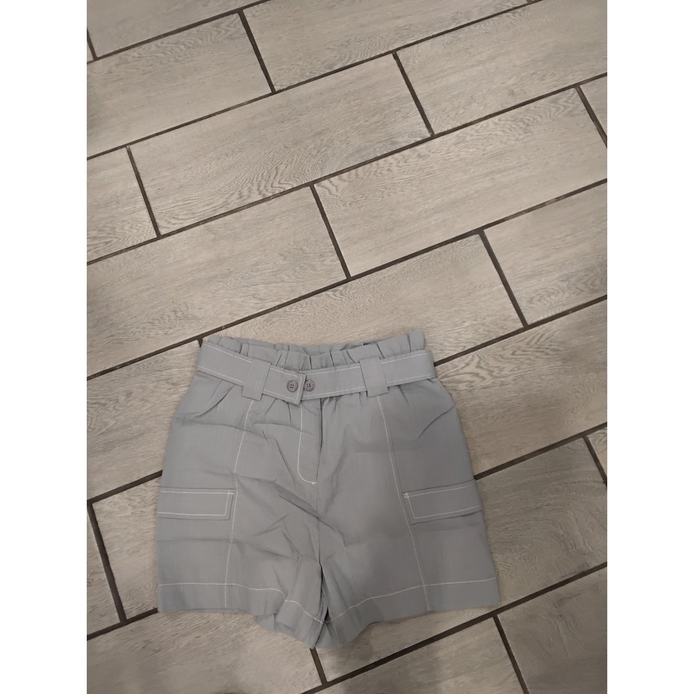 MOON RIVER Belted Paperbag Waist Cargo Shorts Gray Size S